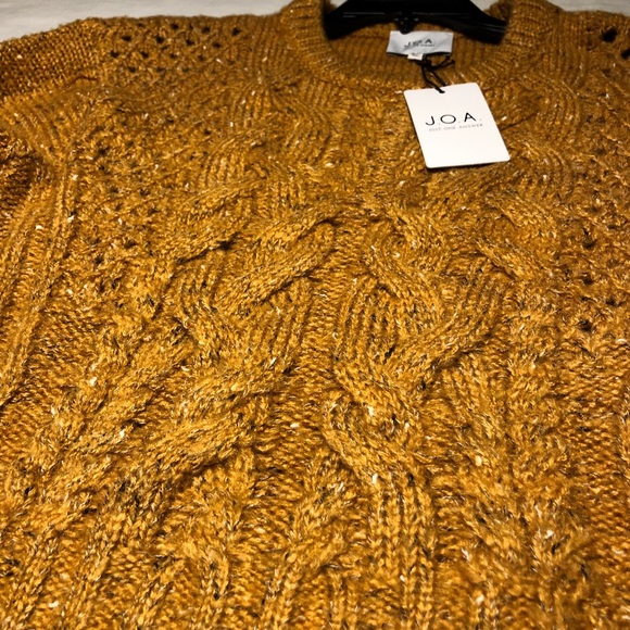 J.O.A Balloon Sleeve Cable Knit Sweater Yellow Mustard M - Picture 10 of 10